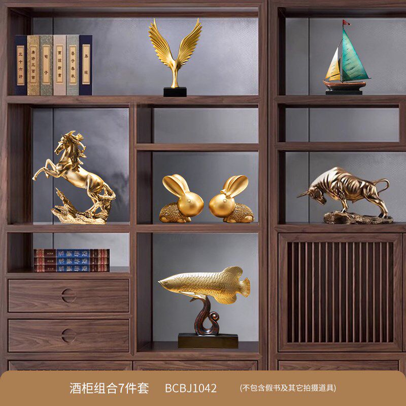 新中式老板办公室摆件轻奢高档领导高端大气桌面书V柜装饰品工艺