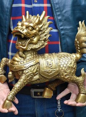 德缘居铜摆件一对火麒麟才富麒麟家居客厅吉祥神兽摆件