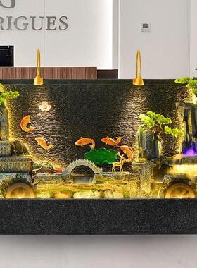 水幕墙流水屏风喷泉假山水景公司大厅客厅装饰循环水开业落地摆件