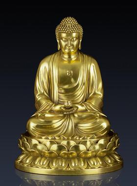 纯黄铜五佛铜释迦牟尼佛药师佛阿弥陀佛释迦摩尼佛客厅装饰摆件