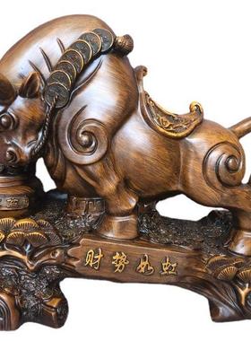 运势如虹 镀金色牛气冲天 树脂工艺品 风水摆件 开业家居装饰礼品