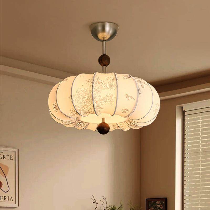 法式复古风卧室吊灯布艺花纹中古南洋实木侘寂风温馨房间主卧灯具,家装灯饰光源,智能吊灯,淘宝优惠券,粉丝福利购,淘宝优惠卷