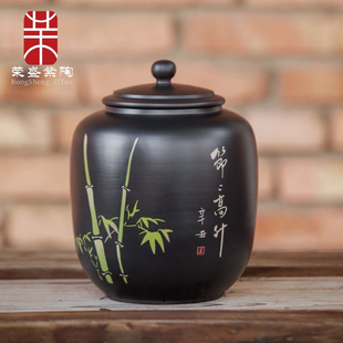 防潮散茶罐普洱茶醒茶罐 云南建水紫陶茶叶罐陶瓷r密封罐家用中式