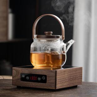 胡桃木电陶炉玻璃煮茶器全自动泡茶壶蒸茶壶烧水壶家用轻奢现代