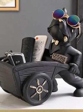 斗牛犬狗收纳摆件玄关门口钥匙托盘糖果盘北欧风格个性家居装饰品