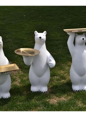 创意北极熊落地摆件客厅电视柜玄关托盘酒店家居装饰乔迁新居礼品