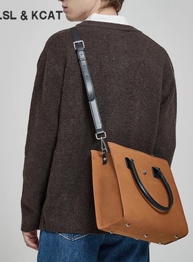 CAVLSLKCAT托特包男士大容量手提包日常通勤斜挎包时尚休闲单肩包