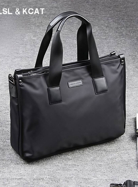 CavlslKcat商务公文包男士手提包电脑包大容量休闲出差单肩斜挎包