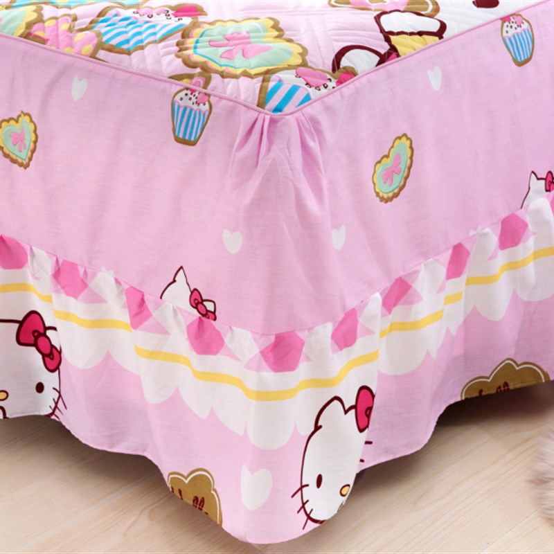 儿童卡通纯棉夹棉床裙式四件套全棉加厚床罩防滑床单加棉床上用品