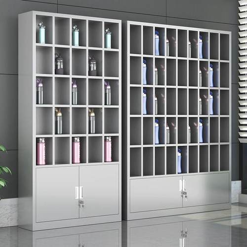 不锈钢水杯柜工厂车间员工茶水间茶杯柜收纳放置架多格口杯存放柜