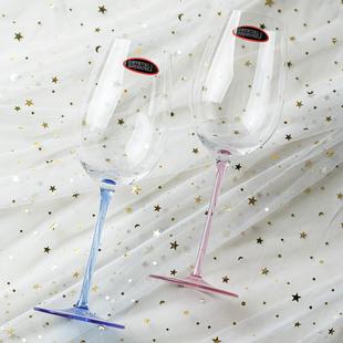 粉杆波尔多杯家用酒具宴会高脚杯 奢华水晶玻璃酒杯情侣红酒杯欧式