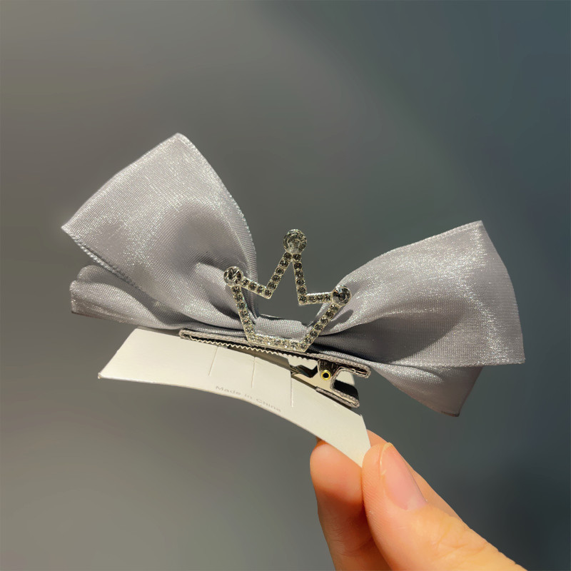 女童皇冠发夹发饰香槟色蝴蝶结头饰儿童生日公主夹发卡顶夹女宝宝