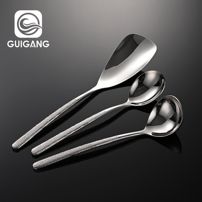 归港不锈钢分菜勺餐厅服务勺加厚食堂公用勺家用分餐汤匙大饭勺子