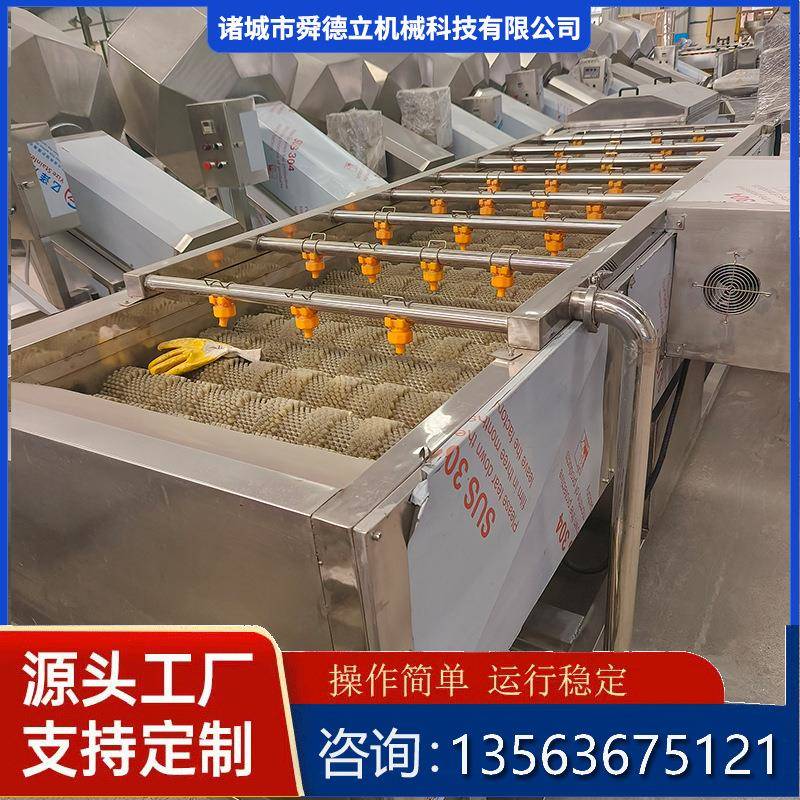多功能果蔬清洗机平行毛辊清洗线芋头马蹄高压喷淋毛刷洗泥机