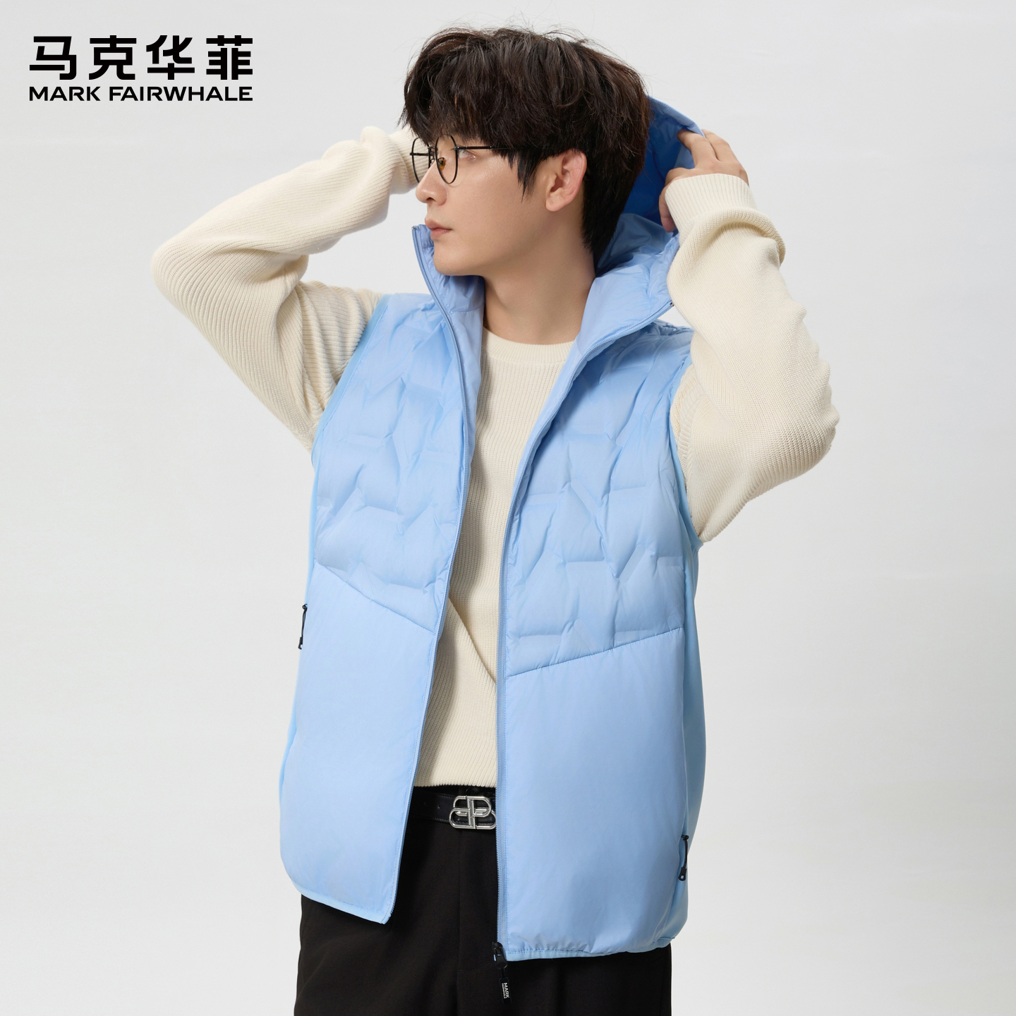 马克华菲连帽轻薄羽绒马甲
