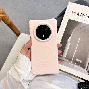 C家壳波漾磁吸液态硅胶适用华为mate60手机壳mate70奶黄色Pura70亲肤软糯防滑耐脏四角加厚防摔P70高级感女