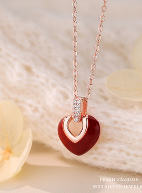 明星同款925银爱心锁骨链女气质高级感复古爆款小众高级感项链