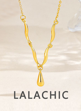 鲁伯特之泪925纯银水滴波浪纹项链女轻奢小众2025新款锁骨链吊坠