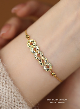 手链925纯银五帝钱轻奢高级感流苏女式手链