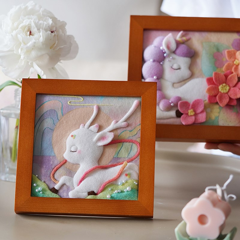 羊毛毡戳戳乐diy手工九尾狐钥匙扣挂件材料包创意礼物送闺蜜情侣