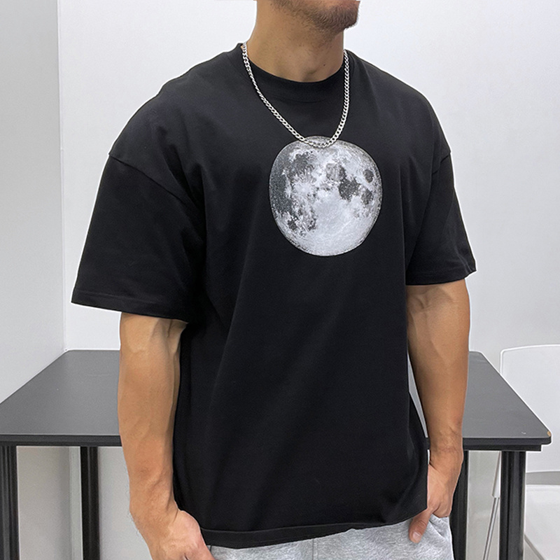 阔版显壮!230克重磅落肩小领口纯棉优良成衣宽松全棉短袖T恤潮男
