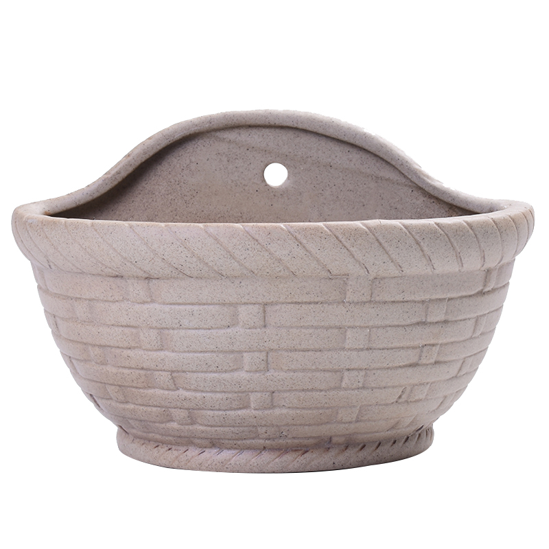 粗陶壁挂花盆陶瓷简约创意阳台垂吊盆绿萝悬挂式多肉花盆墙壁花器