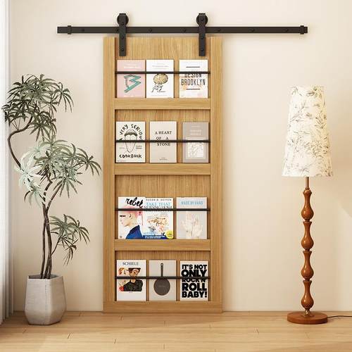 实木书架门谷仓门卫生间移门厨房吊轨门推拉门隐形门幽灵门杂志门