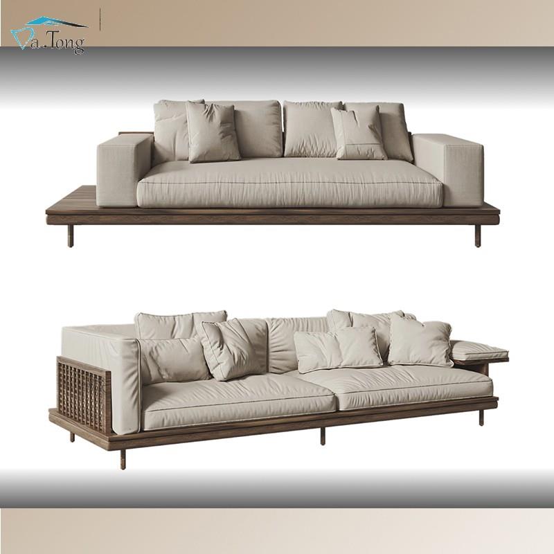 诧寂风民宿大厅实木沙发酒店大堂布艺沙发样板房户型客厅家具定制