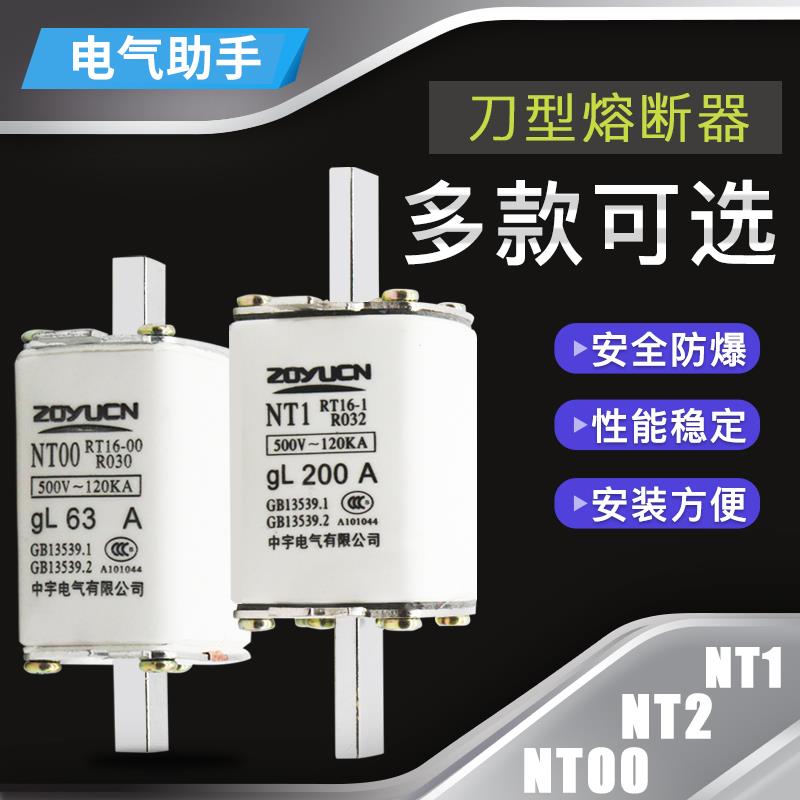 熔断器熔芯保险丝NT00 RT16GL 63A 80A 160A陶瓷熔断体刀形触头