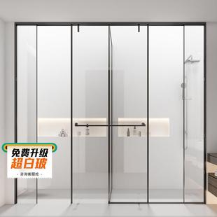 极窄一门两用淋浴房家用大户型干湿分离隔断卫生间t字型移门定制