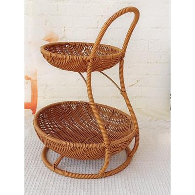 仿藤编多层点心桌面收纳篮糖果架蛋糕零食下午茶展示架水果篮筐