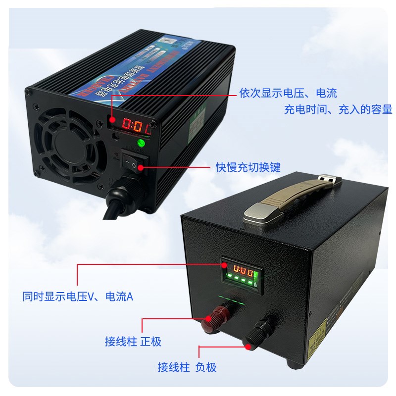 48V72V60V电动车可调大功率锂电池快充电器10A20A30A小牛九号电摩
