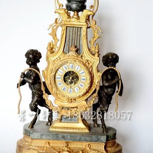 齿轮电子台钟 电镀金座钟 西洋古钟 老式 把玩 钟表 仿古立钟 纯铜