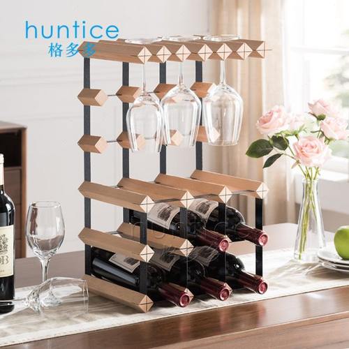 格多多现代简约客厅餐厅厨房橱柜桌面木红酒架倒挂酒杯吊杯架摆件