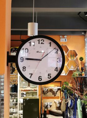 稻谷藏库DULTON双面挂钟 简约创意时钟拐角挂钟客厅摆放双面钟表