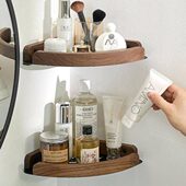 免打孔浴室卫生间置物架三角架厕所黑胡桃木洗漱台壁挂三角架实木