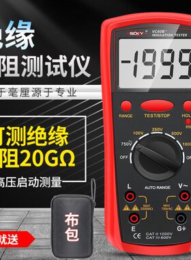 胜德高精度绝缘电阻测试仪VC60B+数字兆欧表绝缘测试仪电子摇表