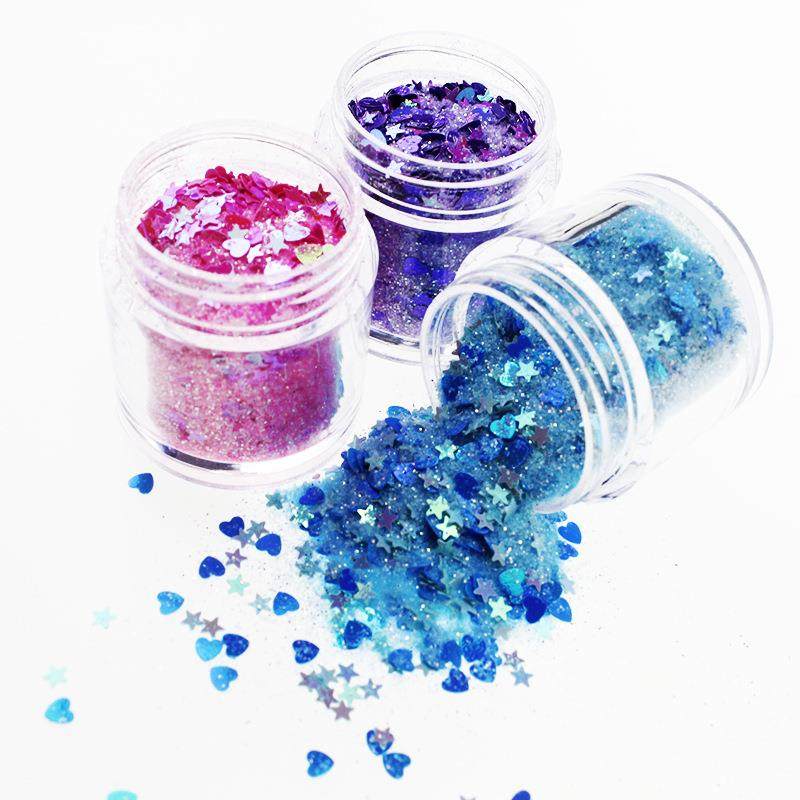 丽彩多美甲眼影糖果色金葱粉梦幻公主彩虹闪粉爱心星星混合亮片