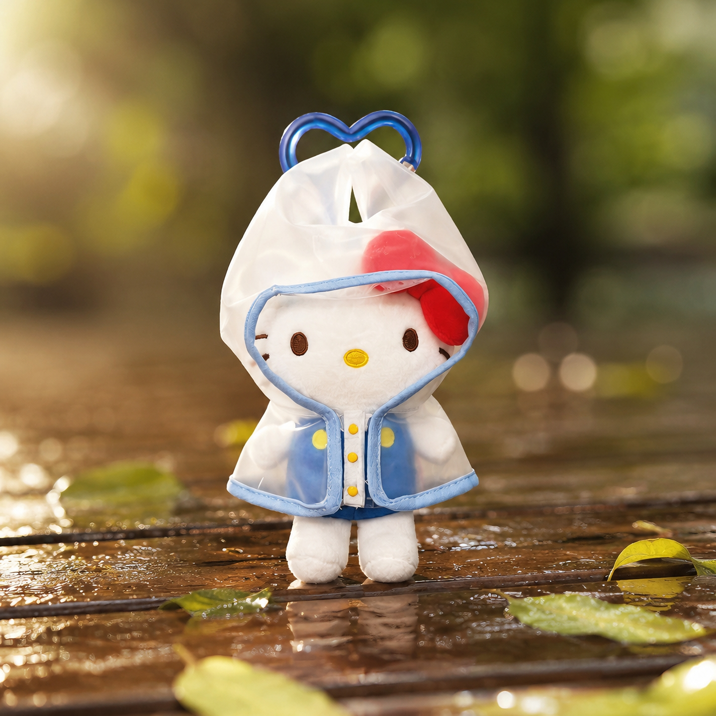 正版HelloKitty透明雨衣包挂件可爱毛绒玩偶钥匙扣KT猫书包小挂饰