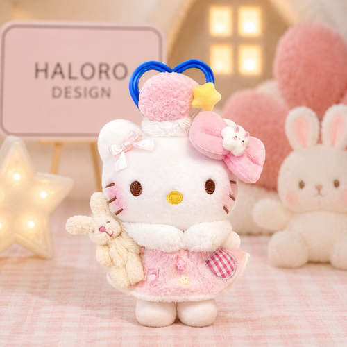 正版新年红纽扣HelloKitty凯蒂猫包挂件卡通毛绒玩偶钥匙扣送礼物