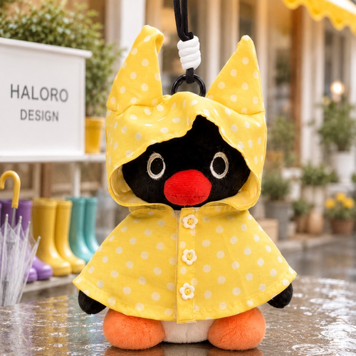 正版pingu企鹅雨衣包挂件毛绒公仔玩偶钥匙扣时尚书包小挂饰礼物