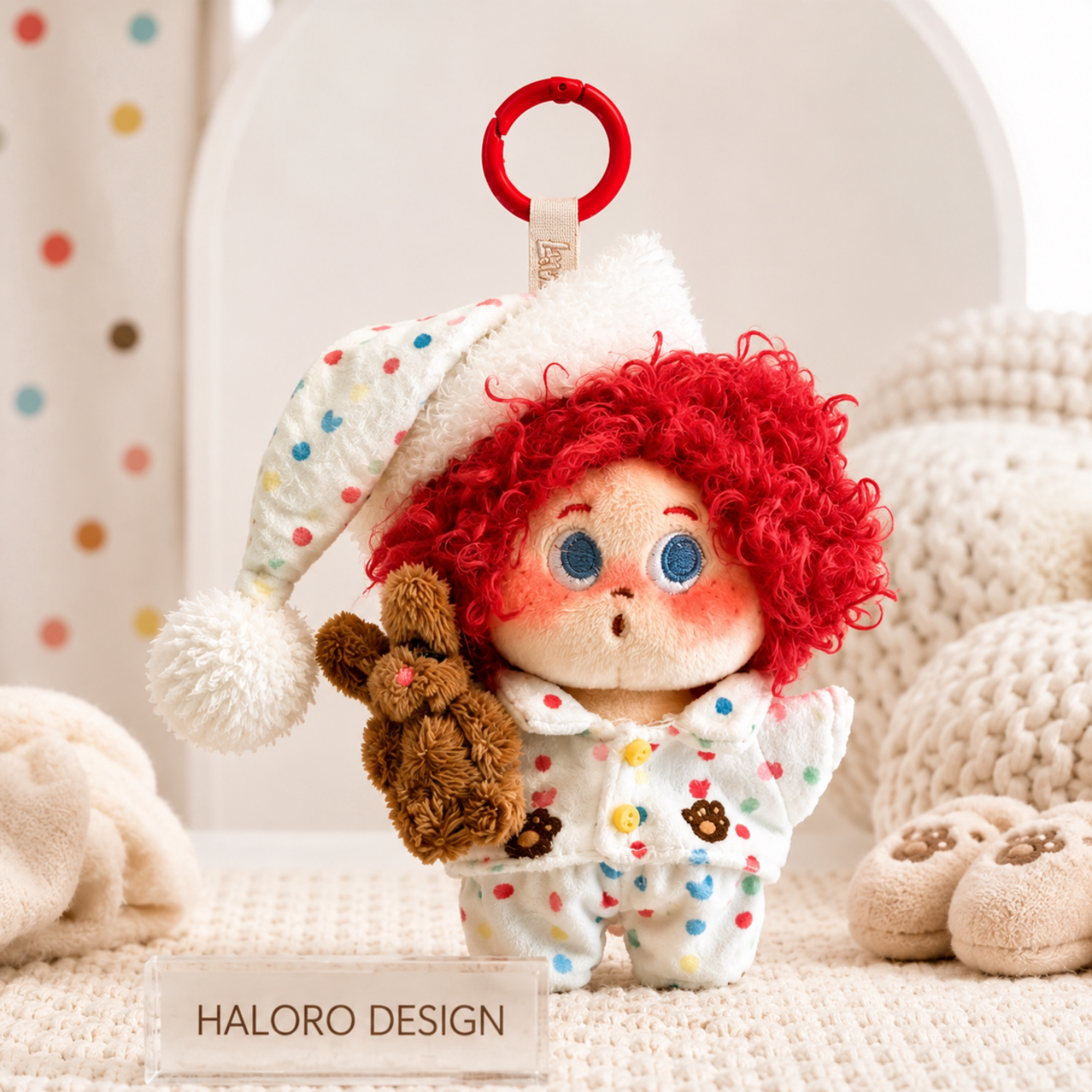 HALORO DESIGN正版嘟嘟爆炸头毛绒包挂件钥匙扣卡通礼物潮玩挂饰