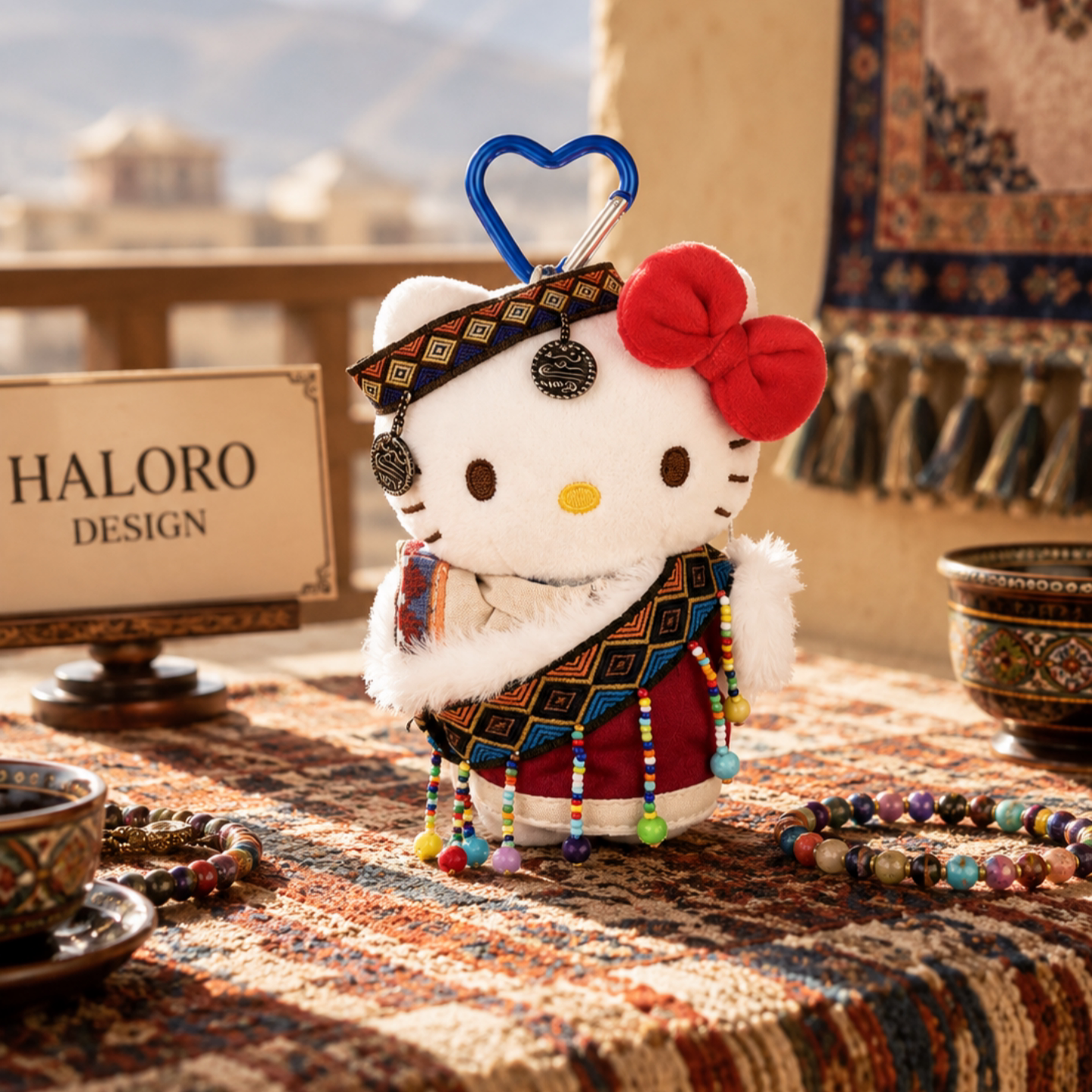 正版HelloKitty藏服民族风毛绒包挂件流苏钥匙扣书包挂饰女生礼物