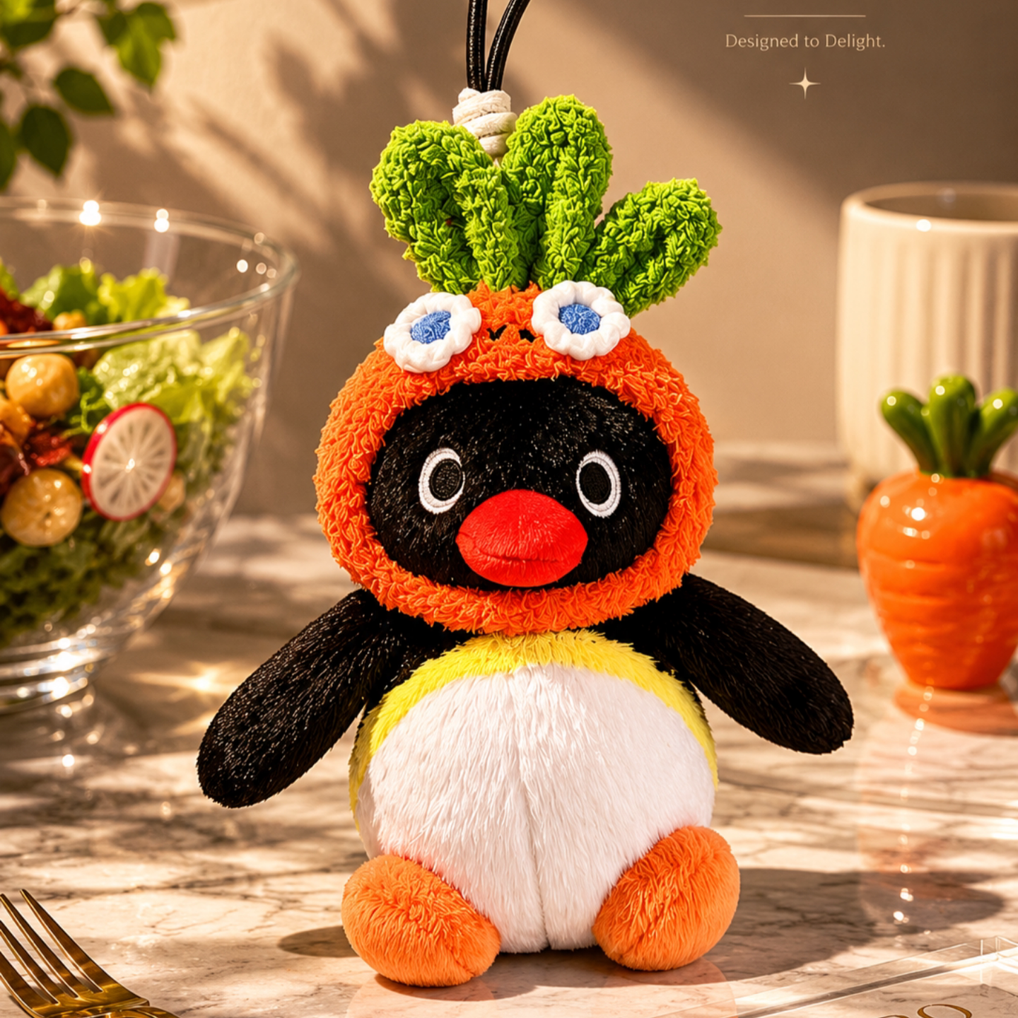 正版pingu企鹅毛绒包挂件可爱针织帽卡通公仔玩偶挂饰送节日礼物图片