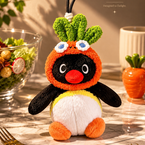正版pingu企鹅毛绒包挂件可爱针织帽卡通公仔玩偶挂饰送节日礼物