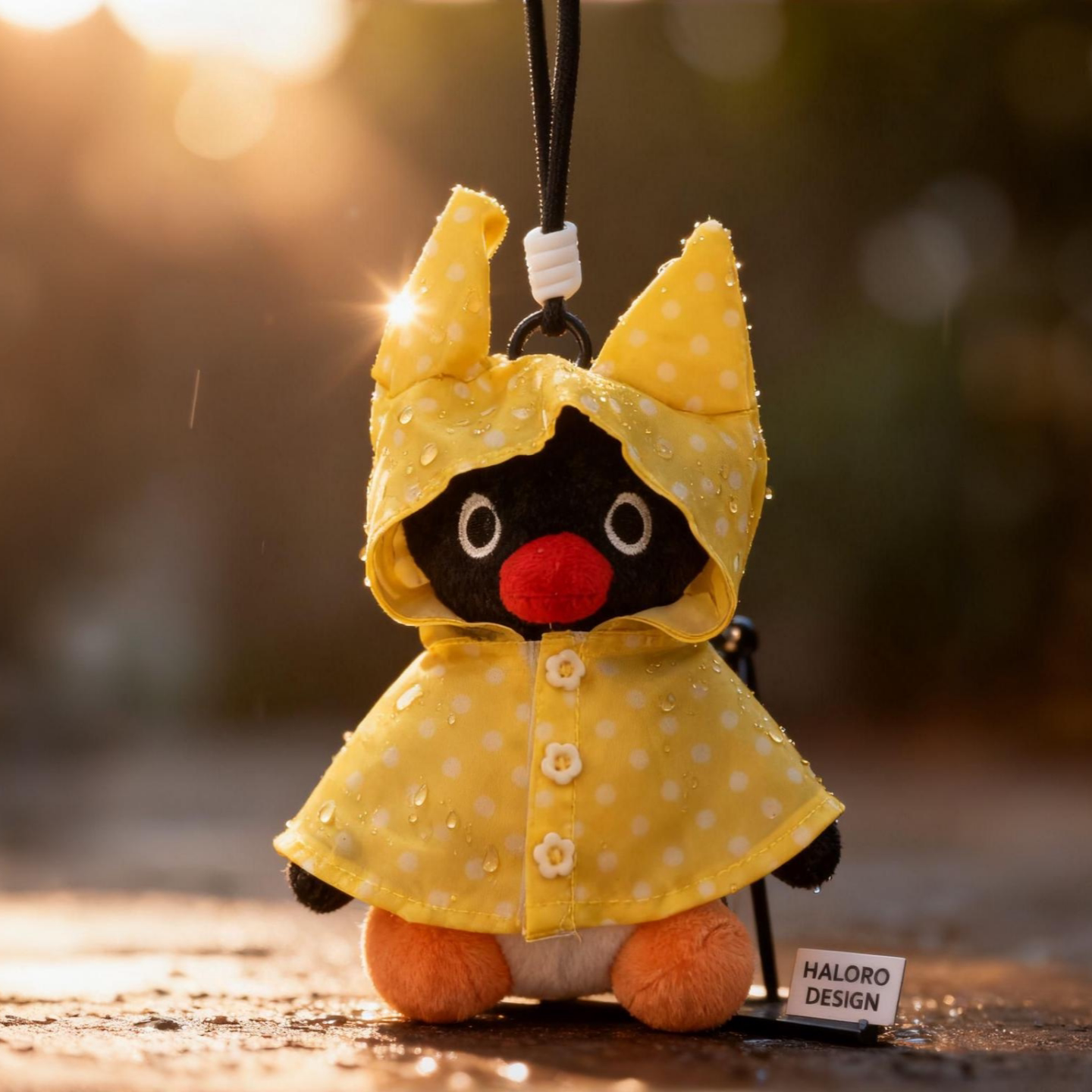 正版pingu企鹅雨衣包挂件毛绒公仔玩偶钥匙扣时尚书包小挂饰礼物