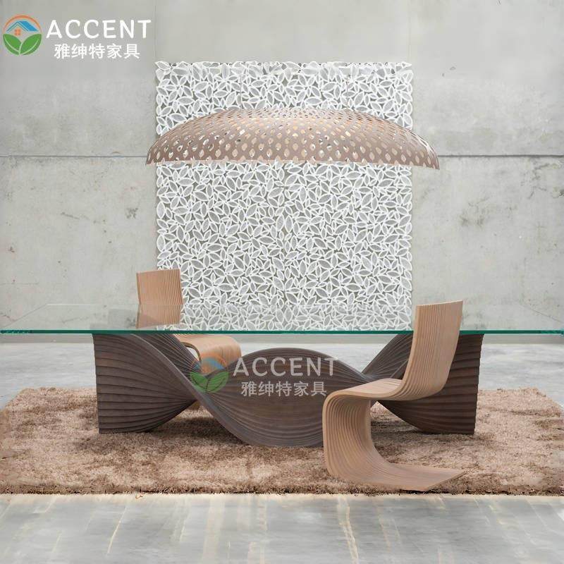 橡胶切片木底座异形茶几底座桌腿定制别墅样民宿板间创意实木桌子