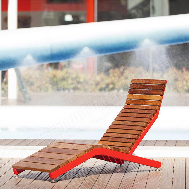 户外实木躺椅庭院沙滩室内外休闲椅露天公园椅景观座椅厂家