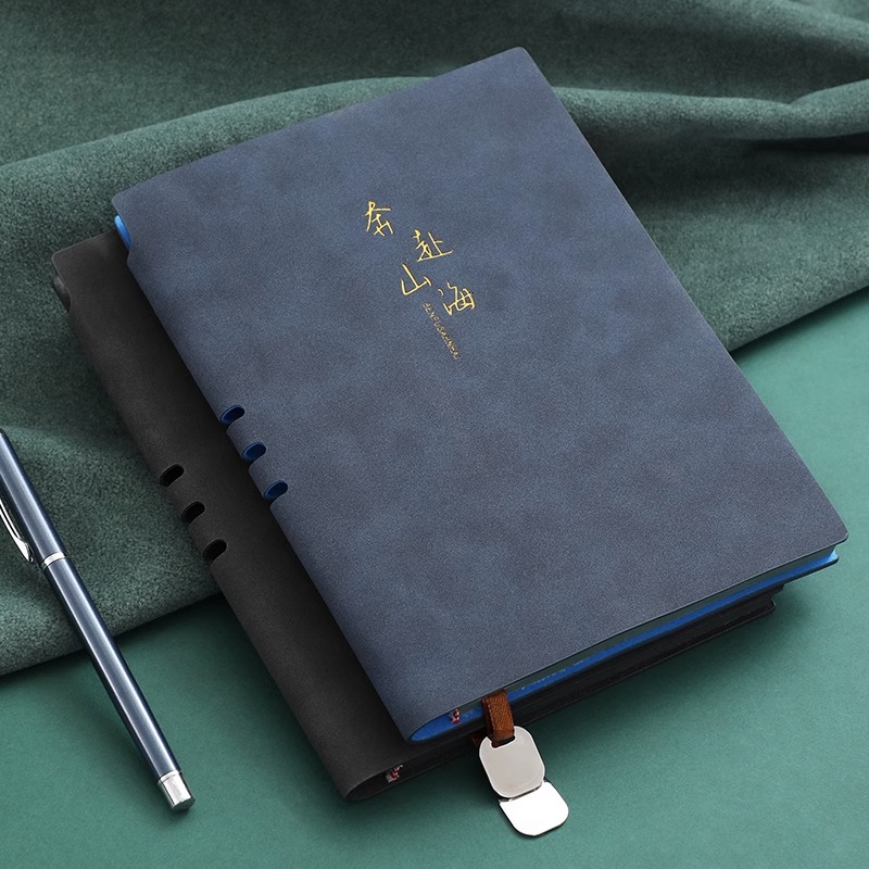 A5软皮面高档羊巴皮笔记本子带笔插办公商务会议记录本软皮记事本
