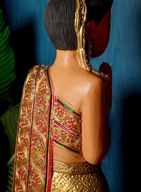 东南亚风格餐厅门口迎宾装饰泰式风情落地摆件泰国木雕工艺品雕塑